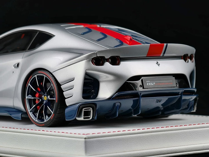 Ferrari 812 Competizione (Silver/ Orange Stripe) [Davis & Giovanni] 1/18 scale