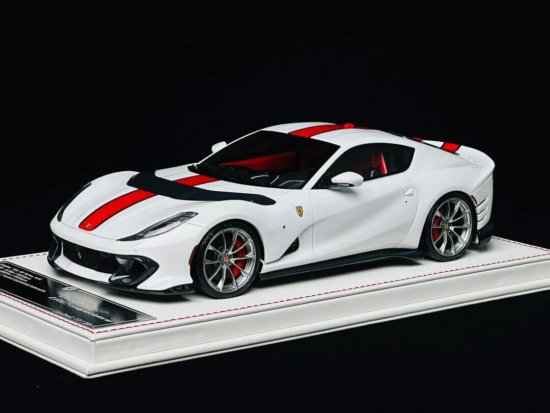 Ferrari 812 Competizione (Gloss White/ Red Stripe) [Davis & Giovanni] 1:18 scale