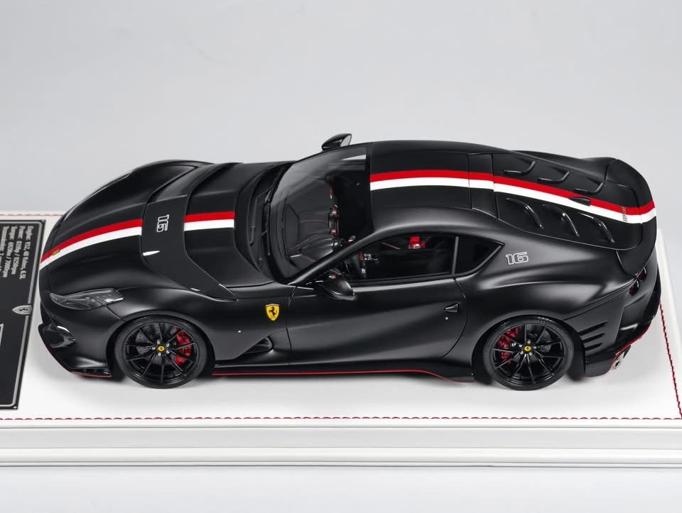 Ferrari 812 Competizione (Matte Black w/ stripe) [Davis & Giovanni] 1:18 scale