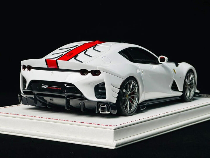 Ferrari 812 Competizione (Gloss White/ Red Stripe) [Davis & Giovanni] 1:18 scale