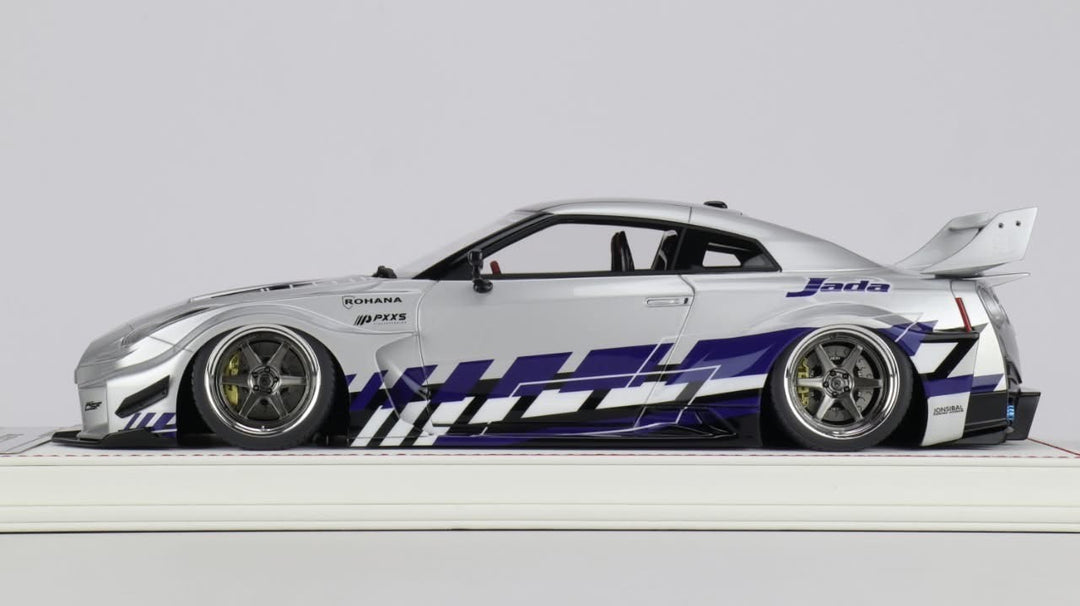 Nissan R35 GT-RR LBWK (Silver/ Blue Jada Livery) [Davis & Giovanni] 1/18 scale