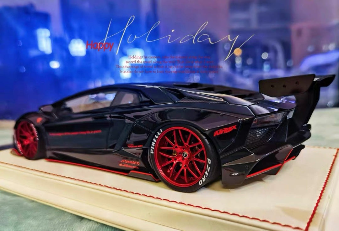 Lamborghini Aventador LP720-4 LBWK (Black/ Red) [Davis & Giovanni] 1:18 scale