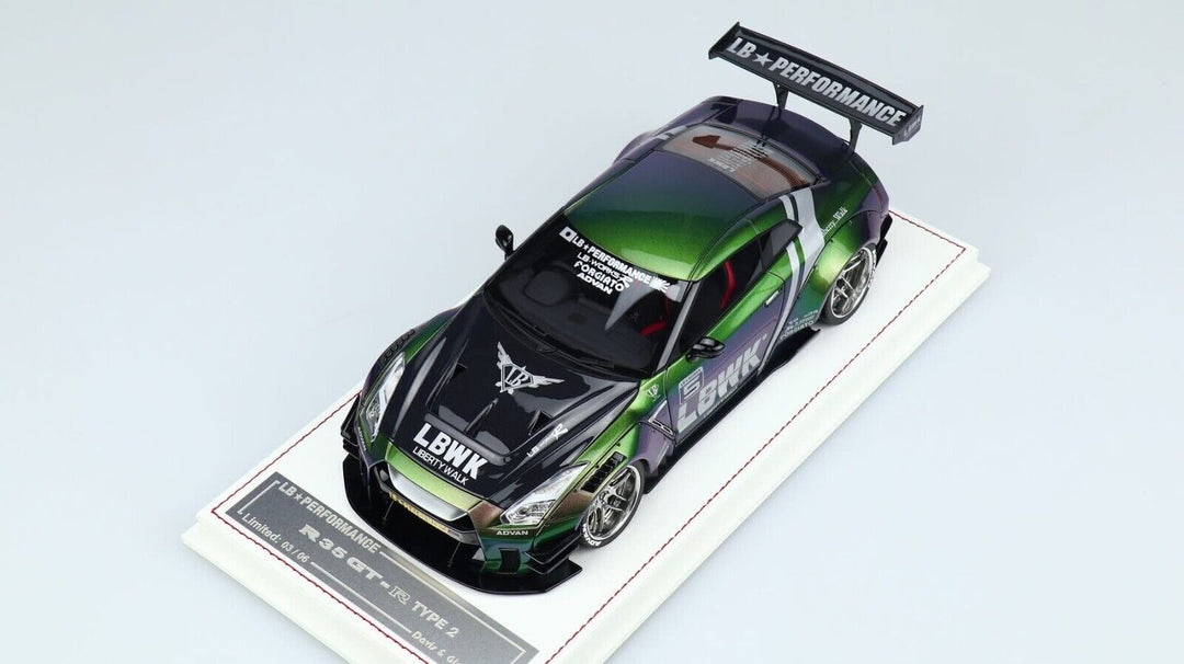 Nissan R35 GTR Type 2 LBWK (Chameleon Green) [Davis & Giovanni] 1/18 scale