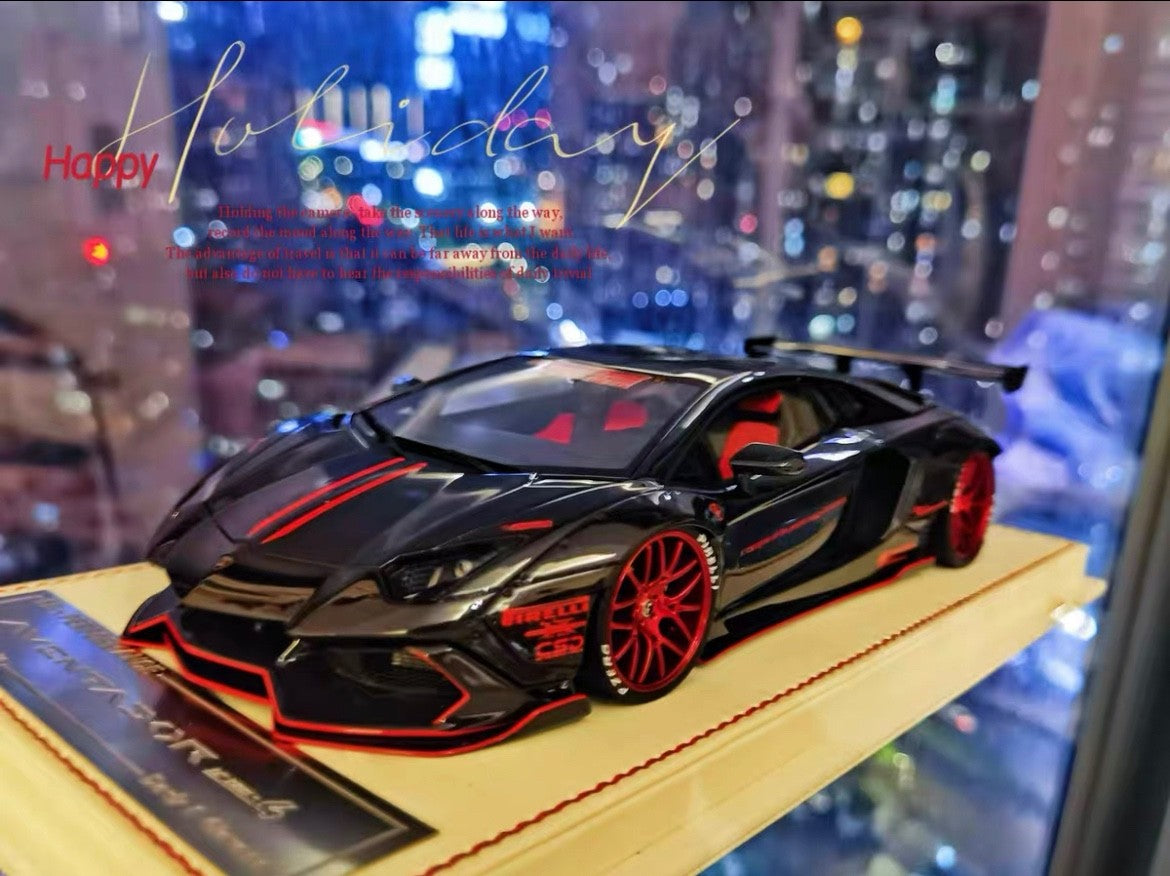 Lamborghini Aventador LP720-4 LBWK (Black/ Red) [Davis & Giovanni] 1:1