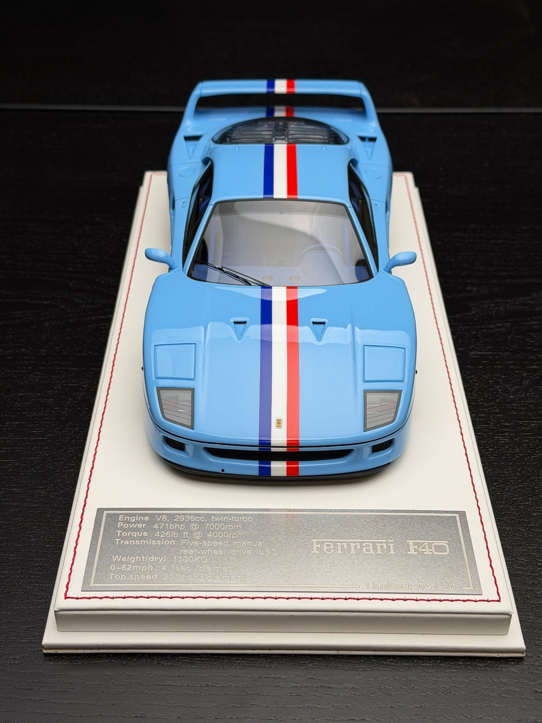 Ferrari F40 (Baby Blue/ France Flag Stripe) [Davis & Giovanni] 1:18 scale