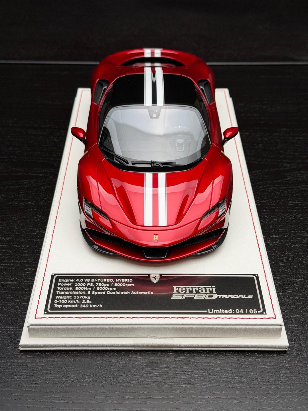 Ferrari SF90 Stradale (Candy Red/ White Stripes) [Davis & Giovanni] 1:18 scale