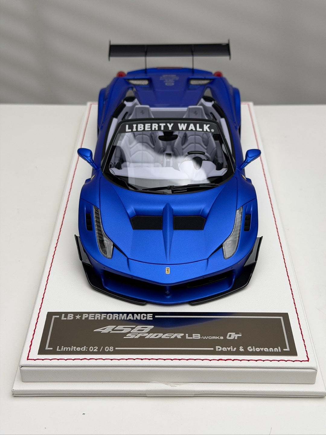 Ferrari 458 Spider LBWK (Matte Chrome Blue) [Davis & Giovanni] 1/18 scale