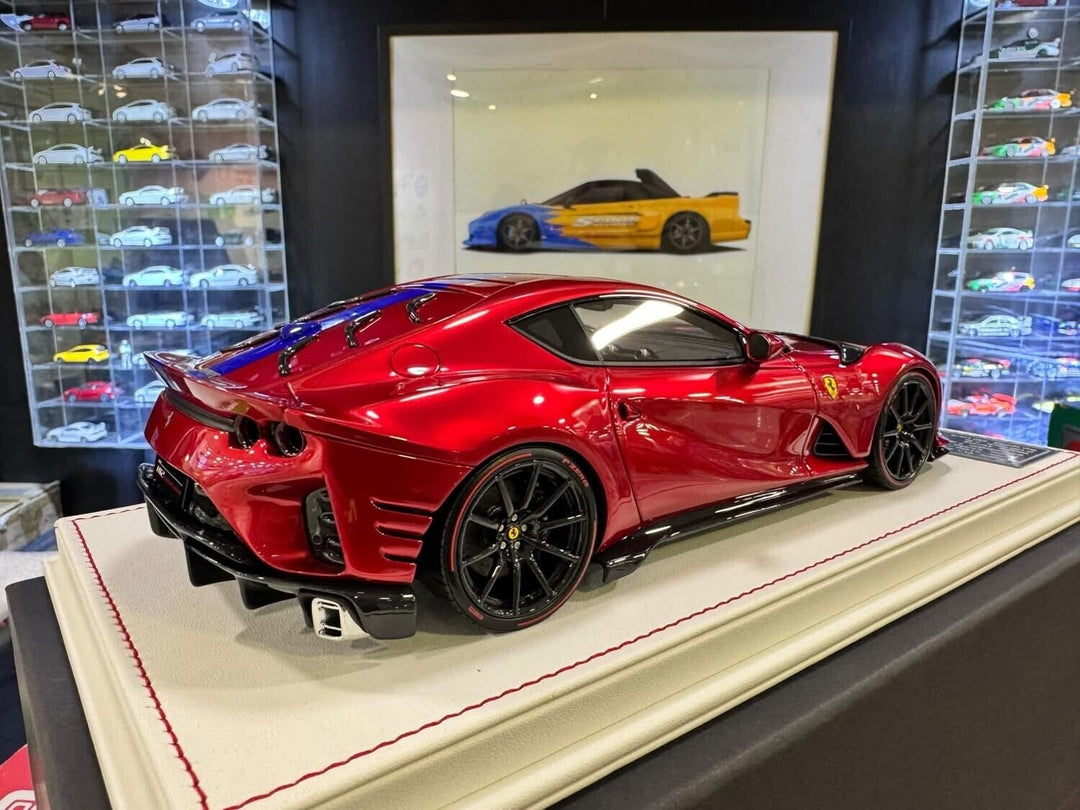 Ferrari 812 Competizione (Candy Red/ Blue Stripe) [Davis & Giovanni] 1:18 scale