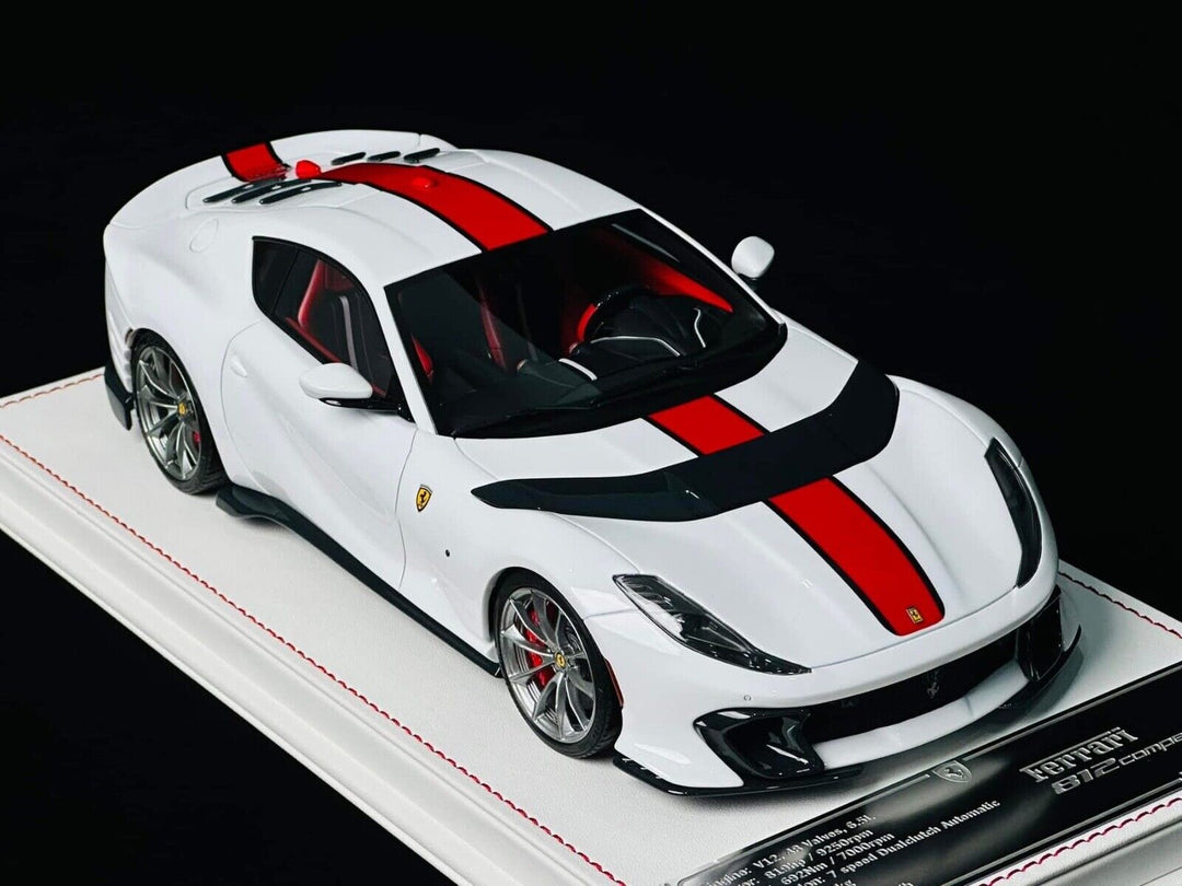 Ferrari 812 Competizione (Gloss White/ Red Stripe) [Davis & Giovanni] 1:18 scale