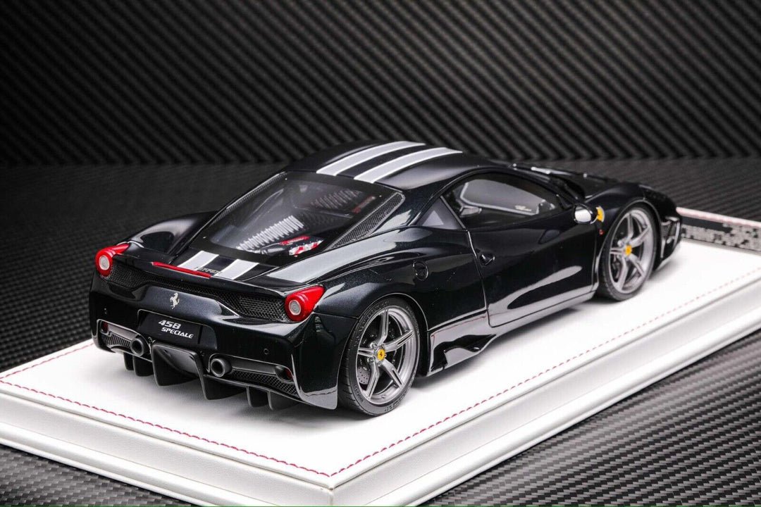 Ferrari 458 Speciale (Black/ White Stripe) [Davis & Giovanni] 1/18 scale
