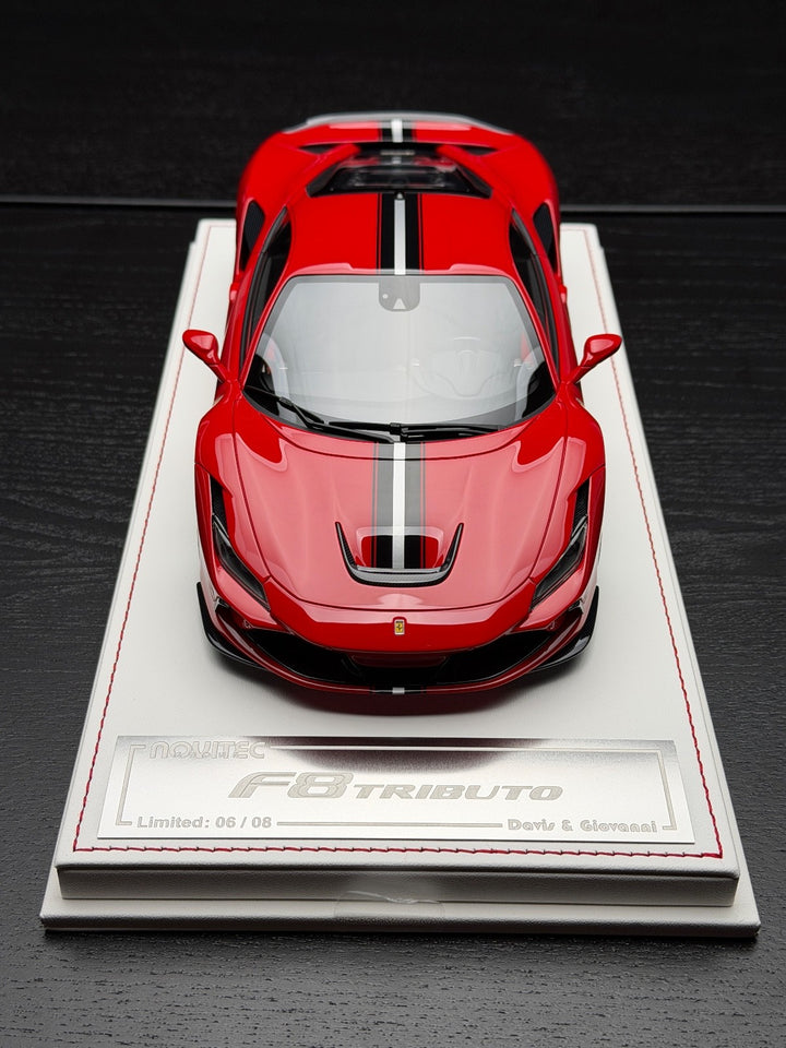 Ferrari F8 Tributo N-LARGO NOVITEC (Red w/ Stripe) [Davis & Giovanni] 1/18 scale