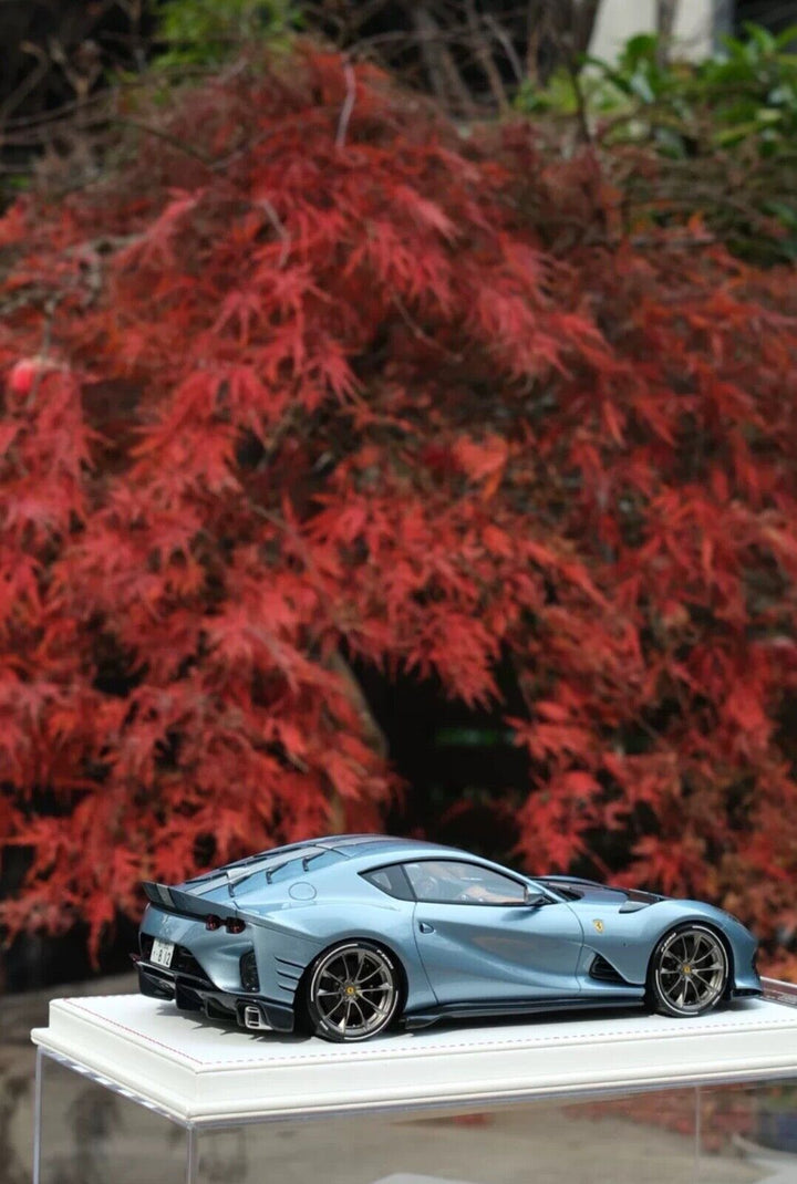 Ferrari 812 Competizione (Light Blue/ White Stripe)[Davis & Giovanni] 1:18 scale