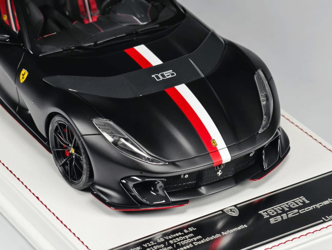 Ferrari 812 Competizione (Matte Black w/ stripe) [Davis & Giovanni] 1:18 scale