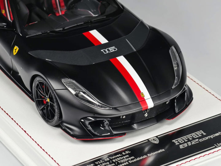 Ferrari 812 Competizione (Matte Black w/ stripe) [Davis & Giovanni] 1:18 scale