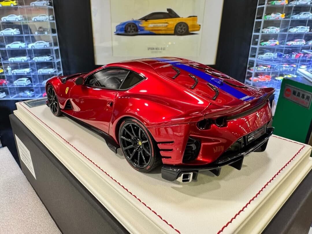 Ferrari 812 Competizione (Candy Red/ Blue Stripe) [Davis & Giovanni] 1:18 scale