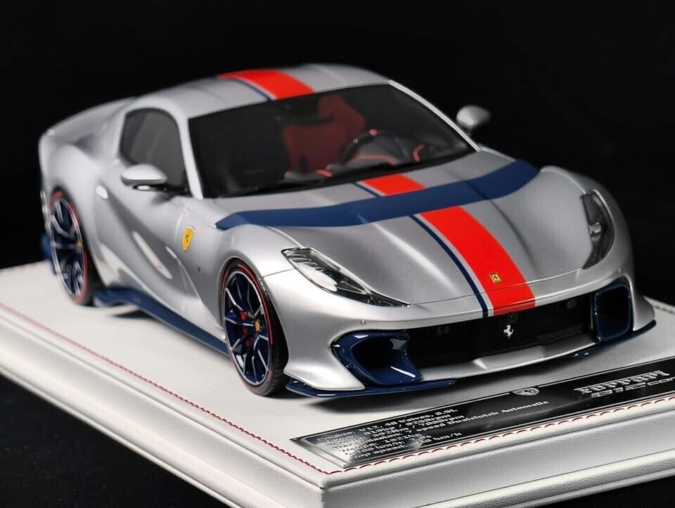Ferrari 812 Competizione (Silver/ Orange Stripe) [Davis & Giovanni] 1/18 scale