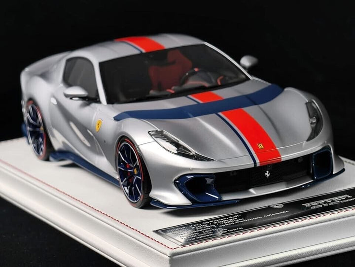 Ferrari 812 Competizione (Silver/ Orange Stripe) [Davis & Giovanni] 1/18 scale