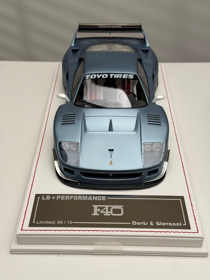 Ferrari F40 LBWK (Matte Chrome Blue) [Davis & Giovanni] 1/18 scale