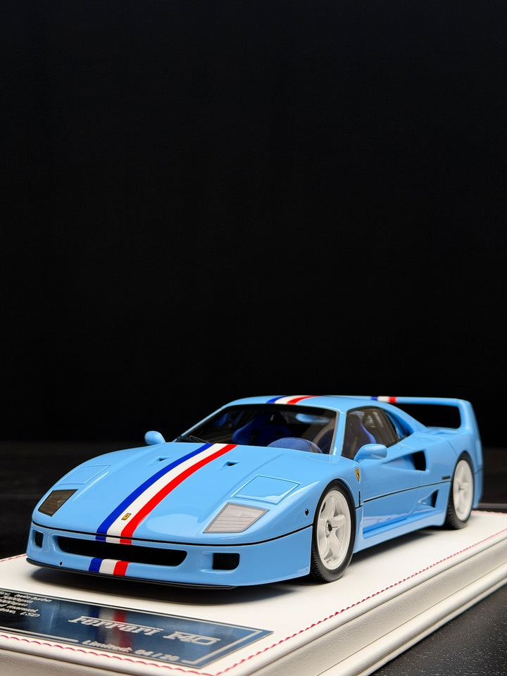 Ferrari F40 (Baby Blue/ France Flag Stripe) [Davis & Giovanni] 1:18 scale