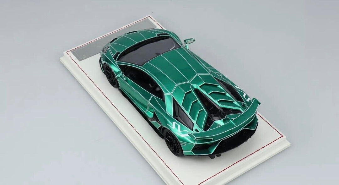 Lamborghini Aventador SVJ (Chrome Green/ White TRON)[Davis & Giovanni]1:18 scale