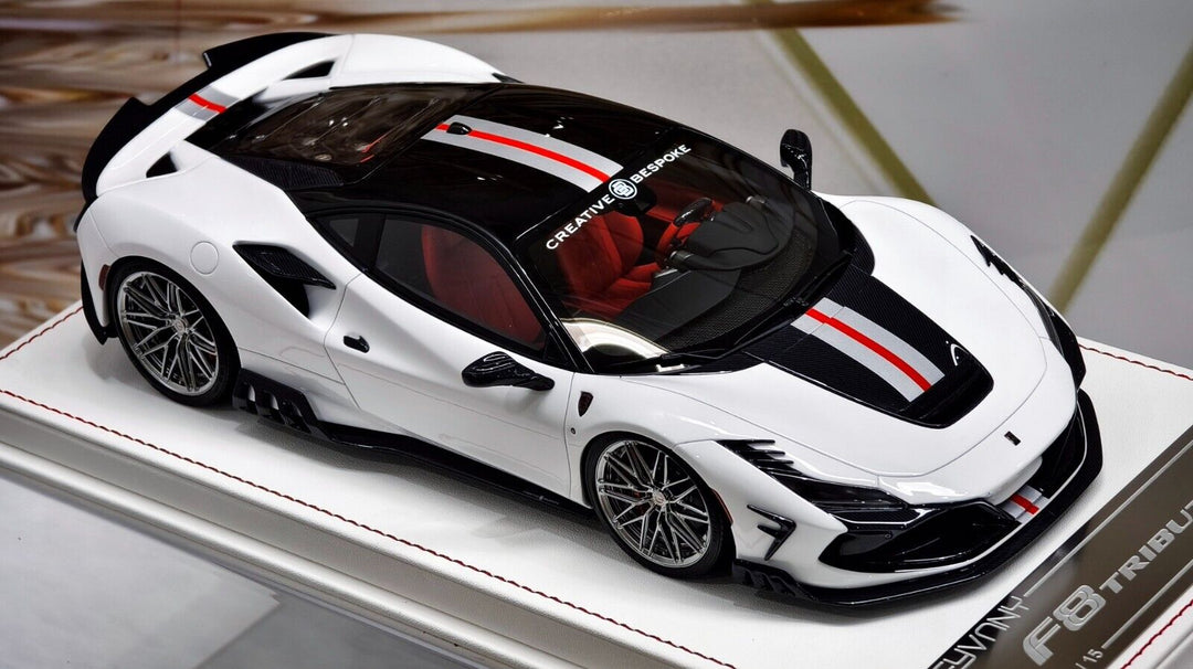 Ferrari F8 Tributo KEYVANY (White w/ Red Stripe) [Davis & Giovanni] 1:18 scale
