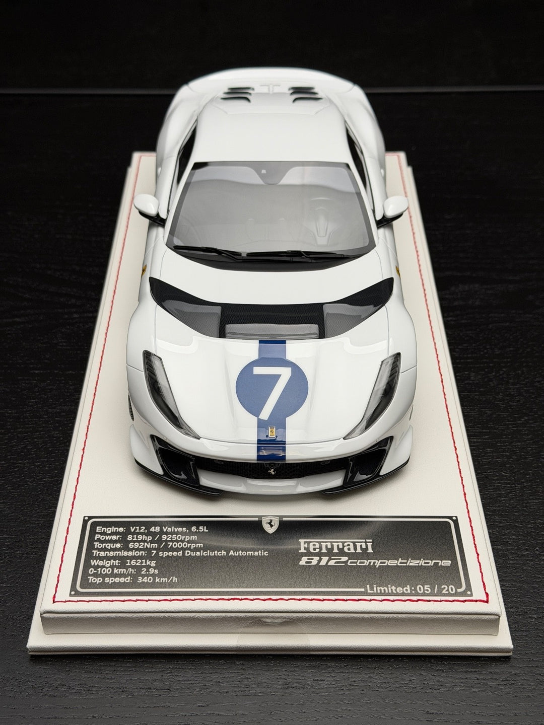 Ferrari 812 Competizione (White/ Blue no.7) [Davis & Giovanni] 1:18 scale