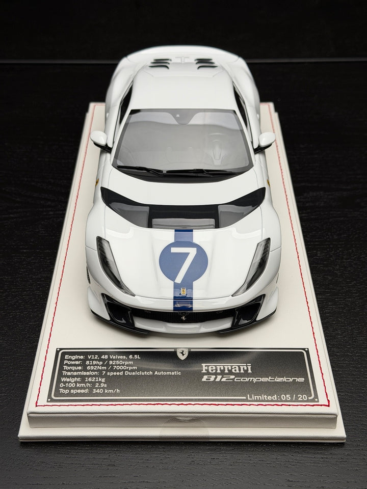 Ferrari 812 Competizione (White/ Blue no.7) [Davis & Giovanni] 1:18 scale
