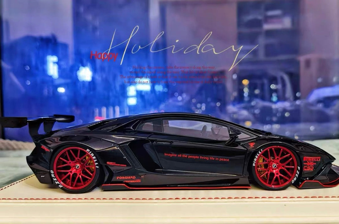 Lamborghini Aventador LP720-4 LBWK (Black/ Red) [Davis & Giovanni] 1:18 scale