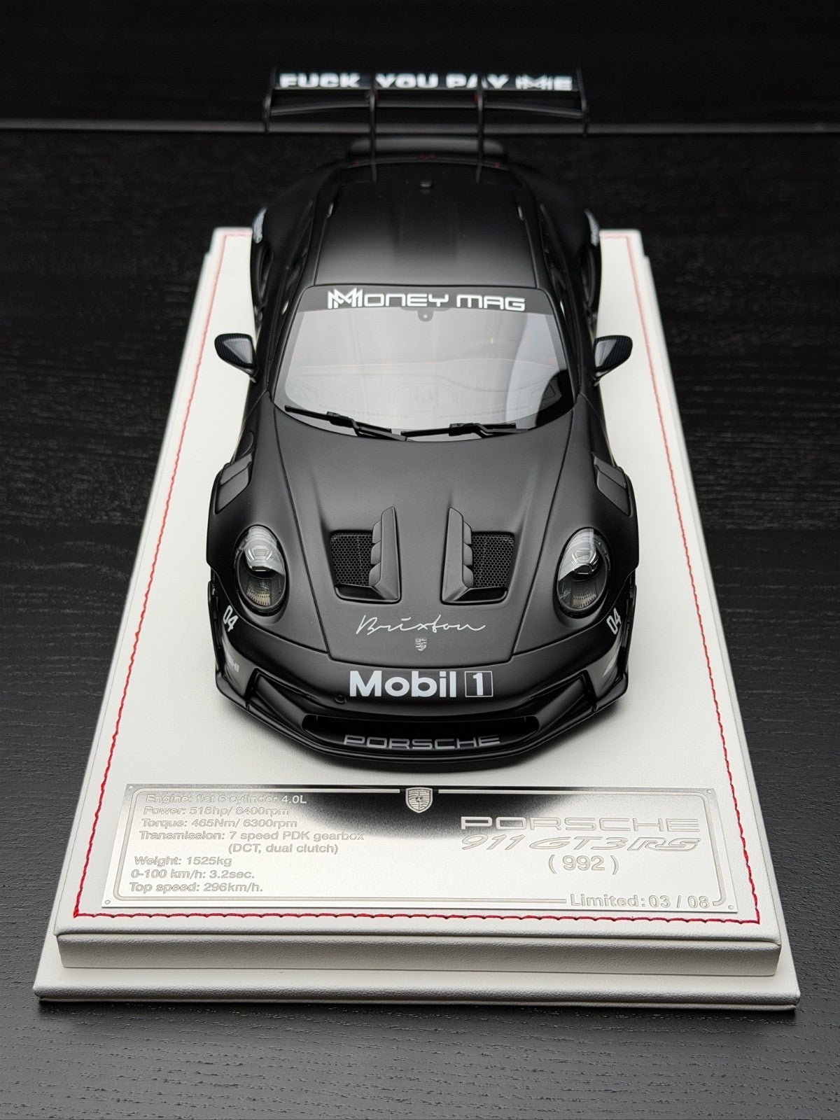 Porsche 911 GT3 RS (Matt Black) [Davis & Giovanni] 1:18 scale