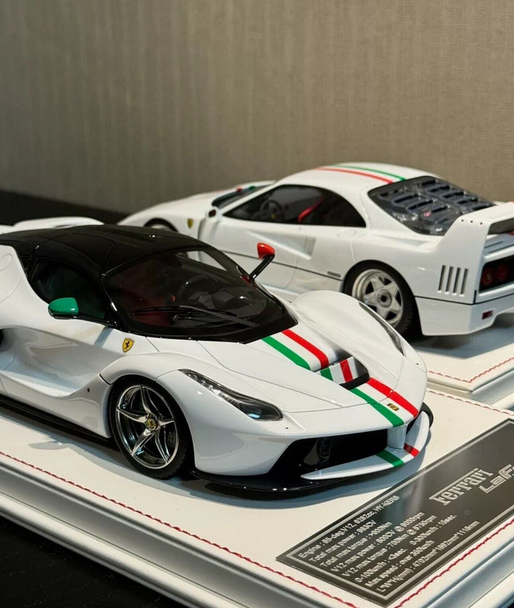 Ferrari LaFerrari (White/ Italy Flag Stripe) [Davis & Giovanni] 1/18 scale