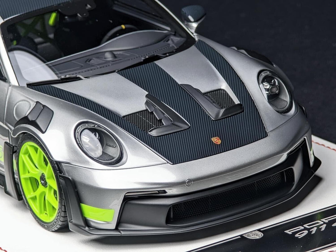 Porsche 911 GT3 RS (Silver/ Neon Green) [Davis & Giovanni] 1/18 scale