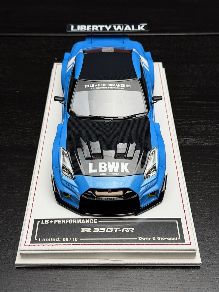 Nissan R35 GT-RR LBWK (Blue/ White Rims) [Davis & Giovanni] 1/18 scale