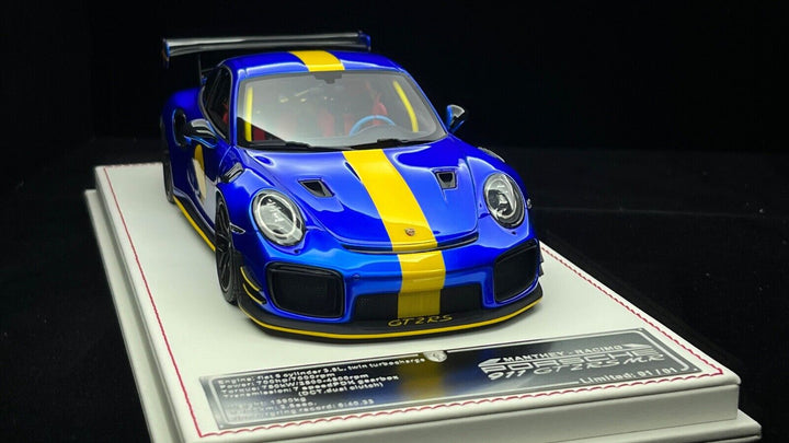 Porsche 911 GT2RS MR (Blue/ Yellow) [Davis & Giovanni] 1/18 scale - 1 OF 1