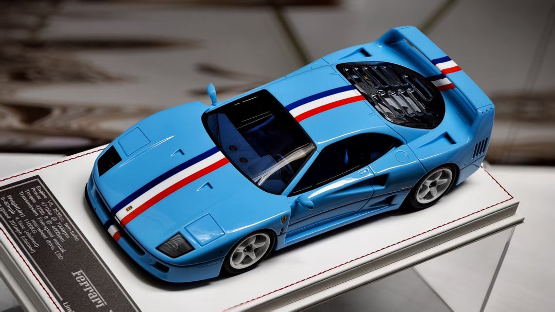 Ferrari F40 (Baby Blue/ France Flag Stripe) [Davis & Giovanni] 1:18 scale