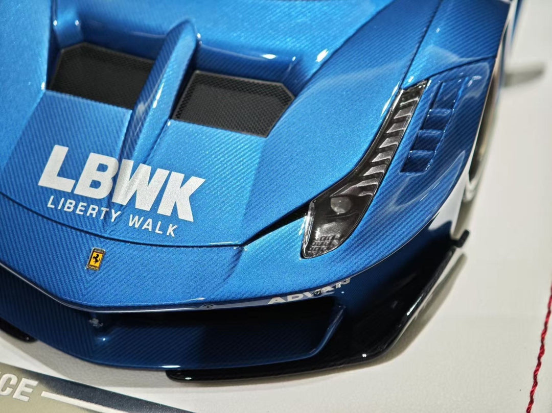Ferrari 458 GT LBWK (Full Blue Carbon Fiber) [Davis & Giovanni] 1/18 scale