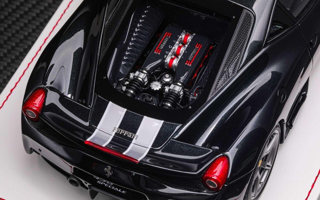 Ferrari 458 Speciale (Black/ White Stripe) [Davis & Giovanni] 1/18 scale