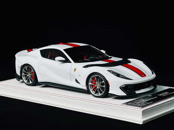 Ferrari 812 Competizione (Gloss White/ Red Stripe) [Davis & Giovanni] 1:18 scale