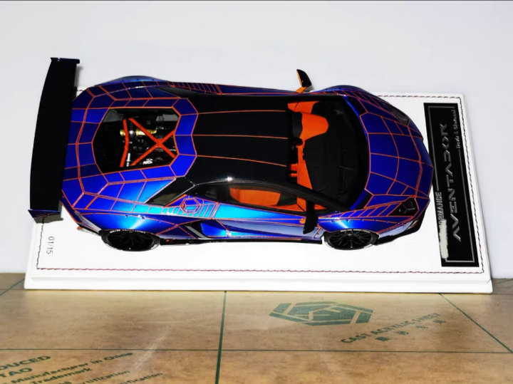 Lamborghini Aventador LBWK (Blue/ Orange TRON) [Davis & Giovanni] 1:18 scale