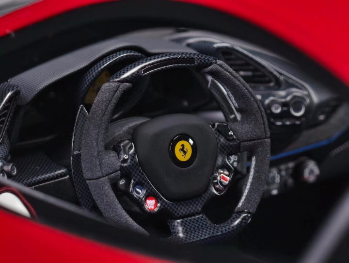 Ferrari 488 Pista (Rosso Magma, Blue/ White Stripe)[Davis & Giovanni] 1:12 scale