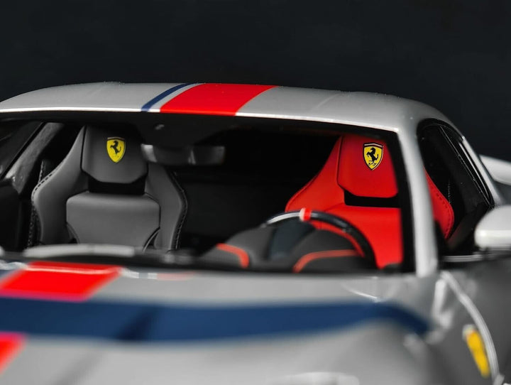 Ferrari 812 Competizione (Silver/ Orange Stripe) [Davis & Giovanni] 1/18 scale
