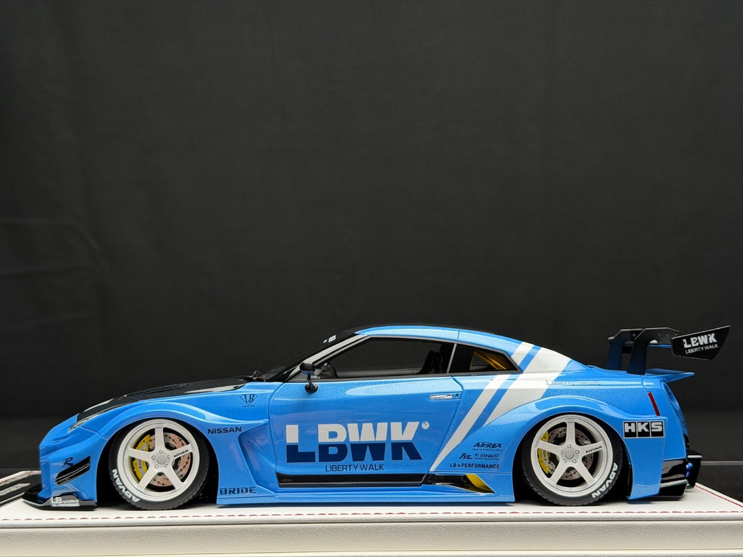 Nissan R35 GT-RR LBWK (Blue/ White Rims) [Davis & Giovanni] 1/18 scale