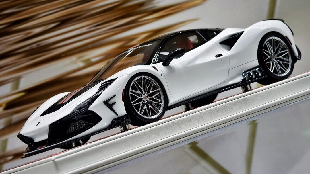 Ferrari F8 Tributo KEYVANY (White w/ Red Stripe) [Davis & Giovanni] 1:18 scale