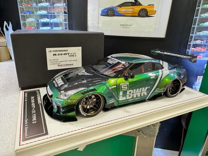 Nissan GTR R-35 Type 2 LBWK (Metallic Green) [Davis & Giovanni] 1/18 scale