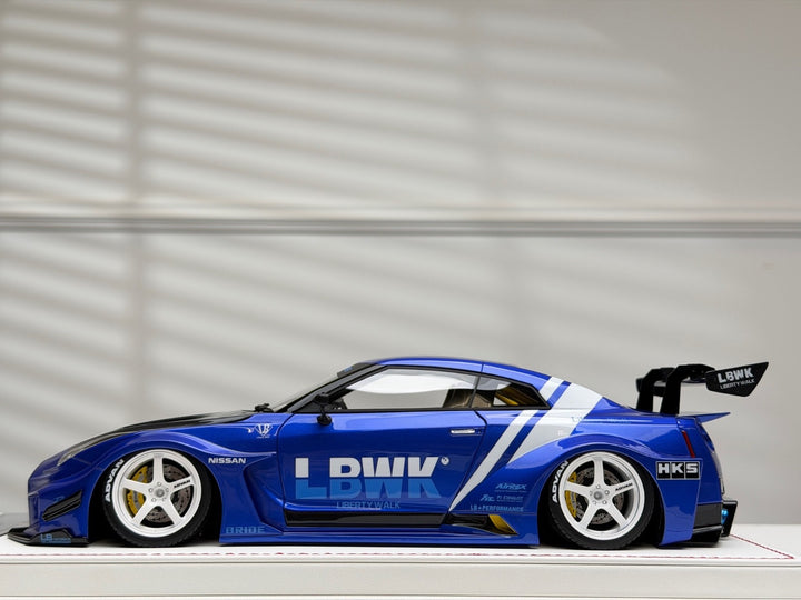 Nissan R35 GT-RR LBWK (Metallic Blue/ LBWK Decals) [Davis & Giovanni] 1/18 scale