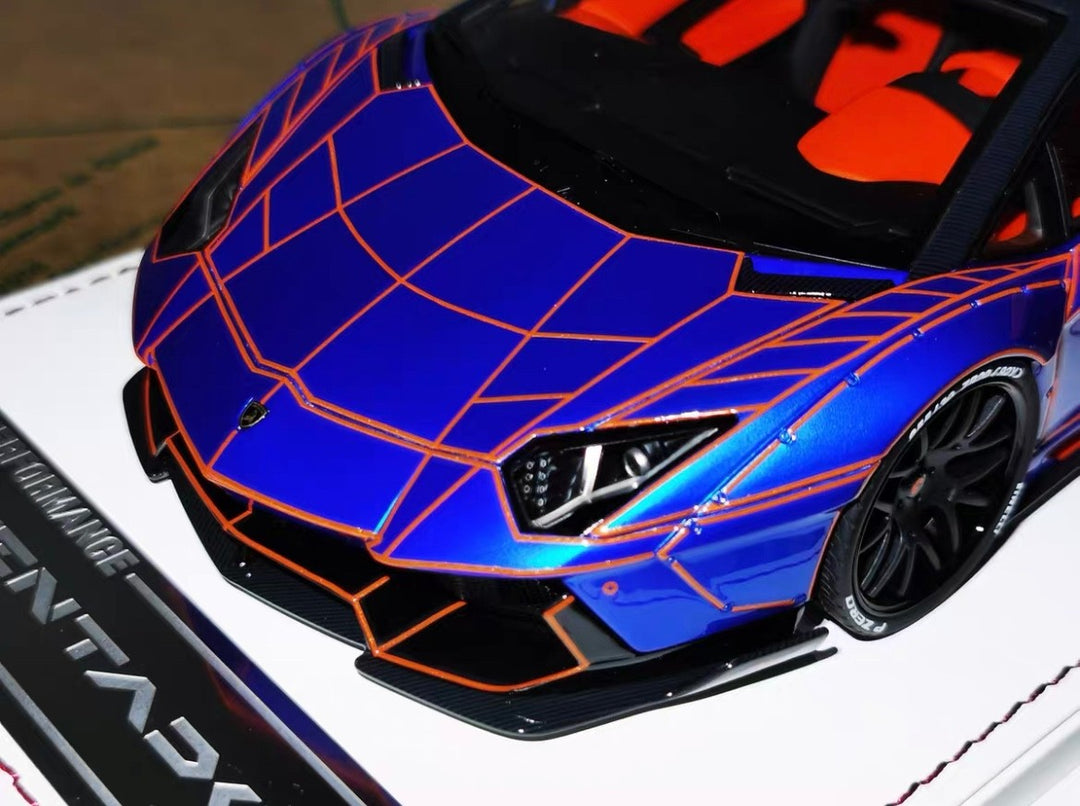 Lamborghini Aventador LBWK (Blue/ Orange TRON) [Davis & Giovanni] 1:18 scale