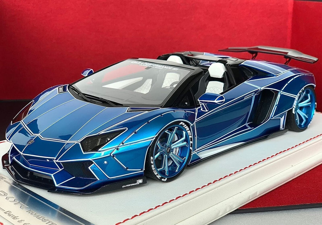 Lamborghini Aventador Roadster LBWK (Blue TRON) [Davis & Giovanni] 1/18 scale