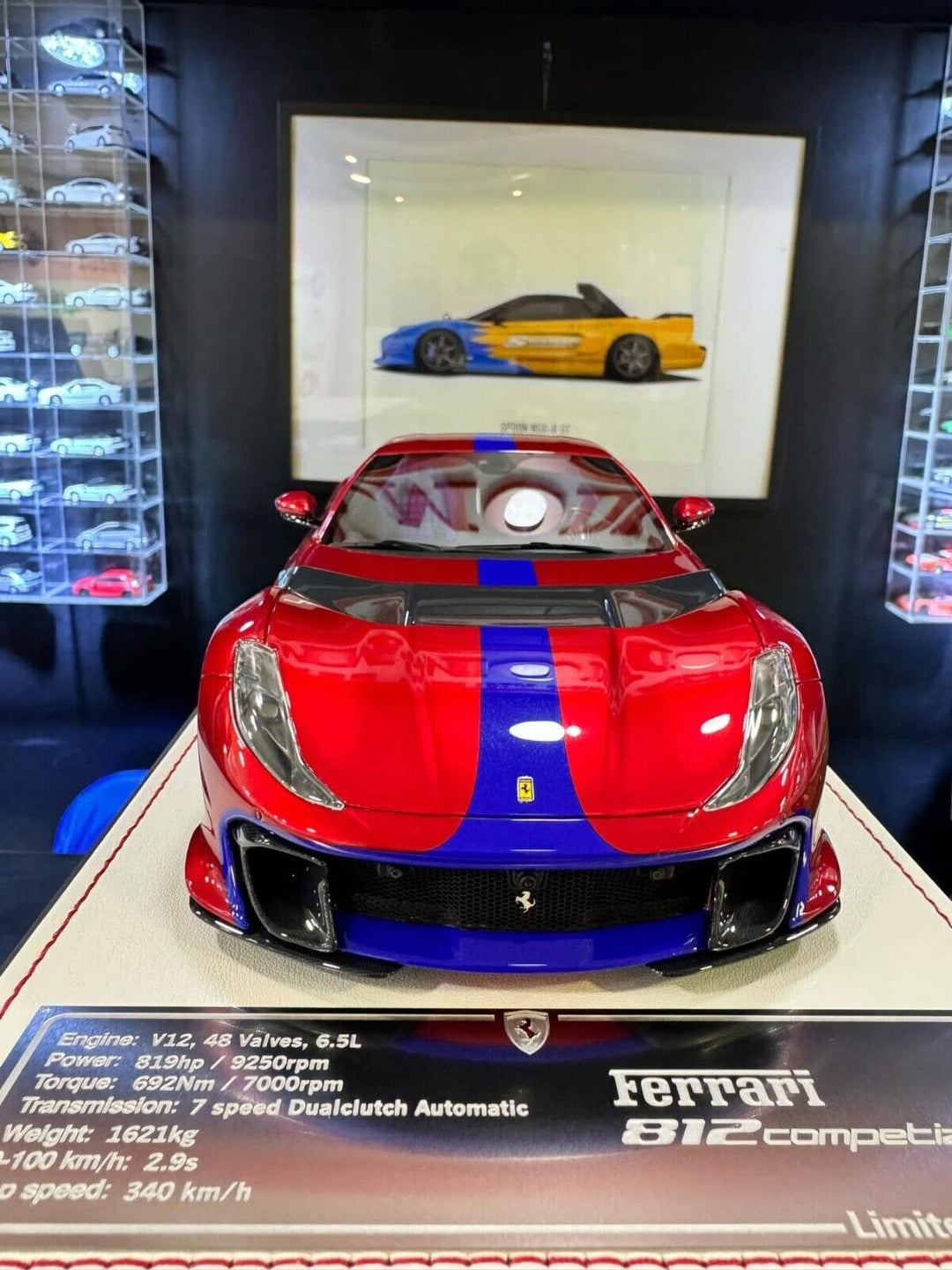 Ferrari 812 Competizione (Candy Red/ Blue Stripe) [Davis & Giovanni] 1:18 scale