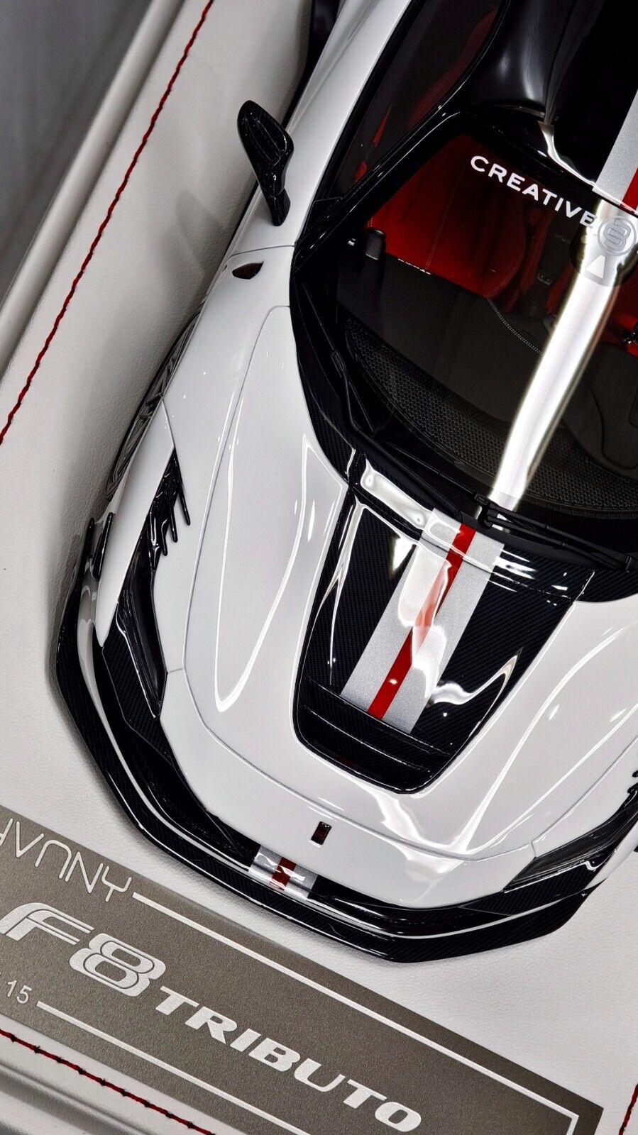 Ferrari F8 Tributo KEYVANY (White w/ Red Stripe) [Davis & Giovanni] 1:18 scale