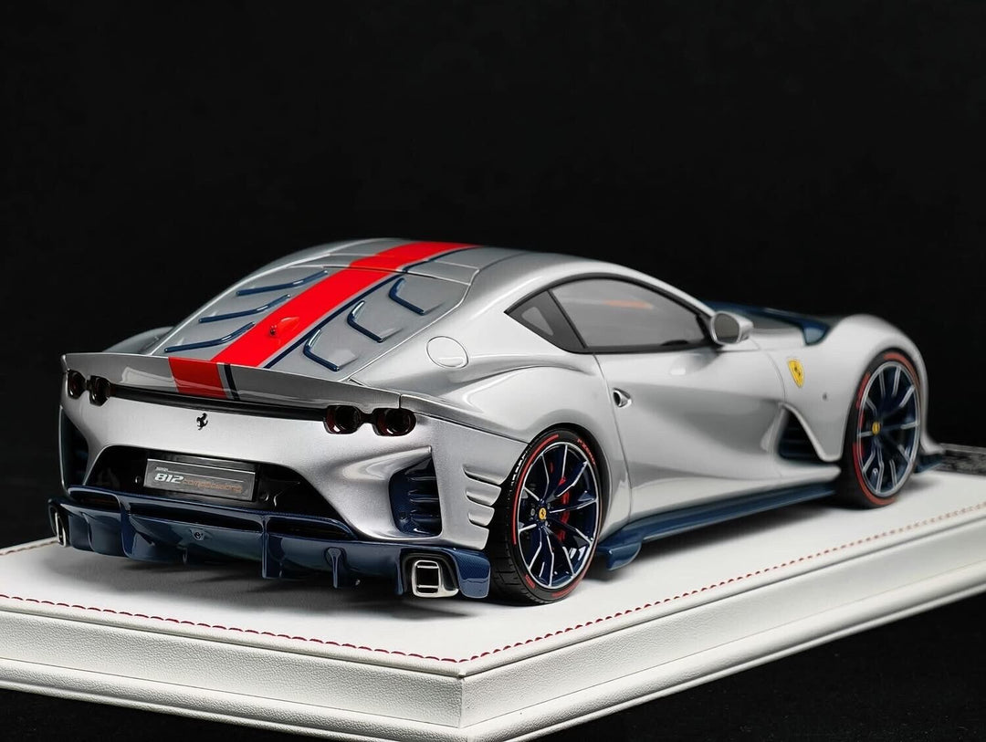 Ferrari 812 Competizione (Silver/ Orange Stripe) [Davis & Giovanni] 1/18 scale