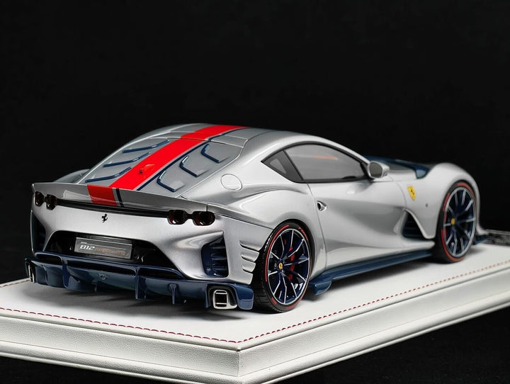 Ferrari 812 Competizione (Silver/ Orange Stripe) [Davis & Giovanni] 1/18 scale